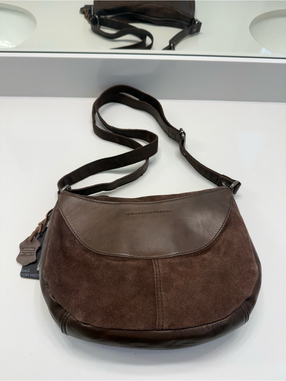 Chic Brown Leather and Suede Crossbody Bag NWT ⛓️⛓️‍💥⛓️
